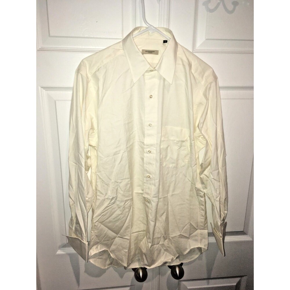 Burberry London Mens off white Dress Shirt Sz 15 /32 Button Down Long Sleeve